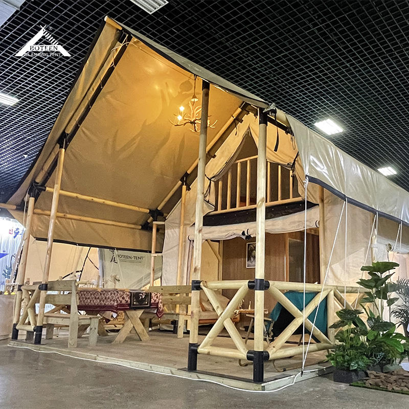 Luxury Glamping Hotel Loft Double Solid Wood Structure For Family Travel Summer Resort High Quality Large Safari Tent House