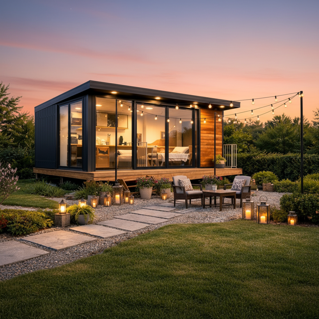 Modern Prefab Modular Container House with apple Cabin Design, Tiny House on Wheels, Portable Cabin, and Storage Shed