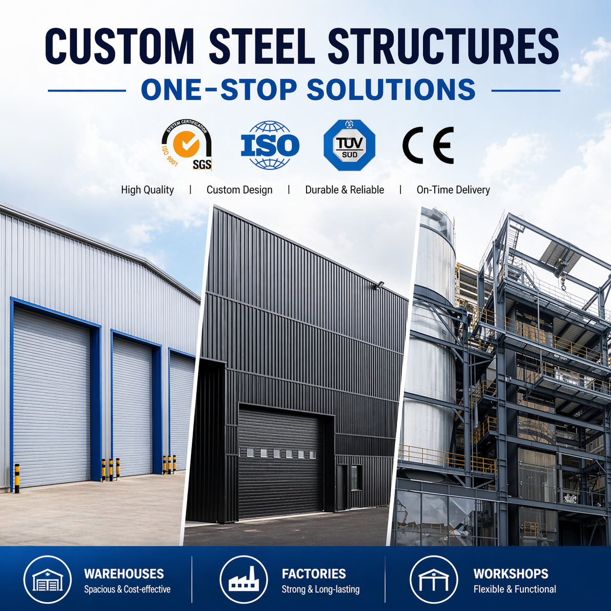 Modular Prefabricated Steel Structure Lightweight Modern Metal Frame Warehouse Logistics Factory Barn Kit for School Hospital