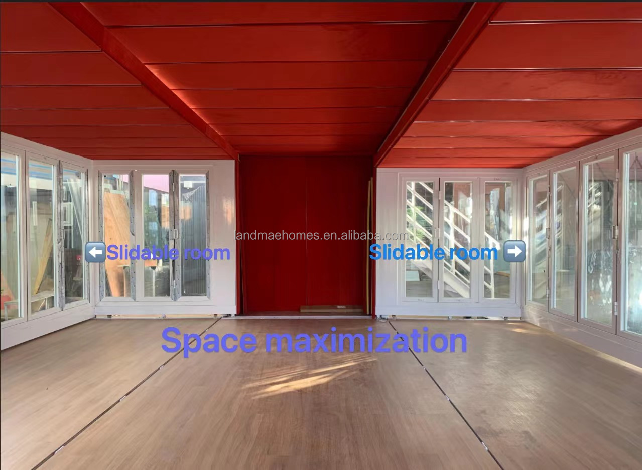 20-Foot Prefab Shipping Container House Expandable Steel Modular Cabin Slide-Out Feature Shop Commercial Use Malls