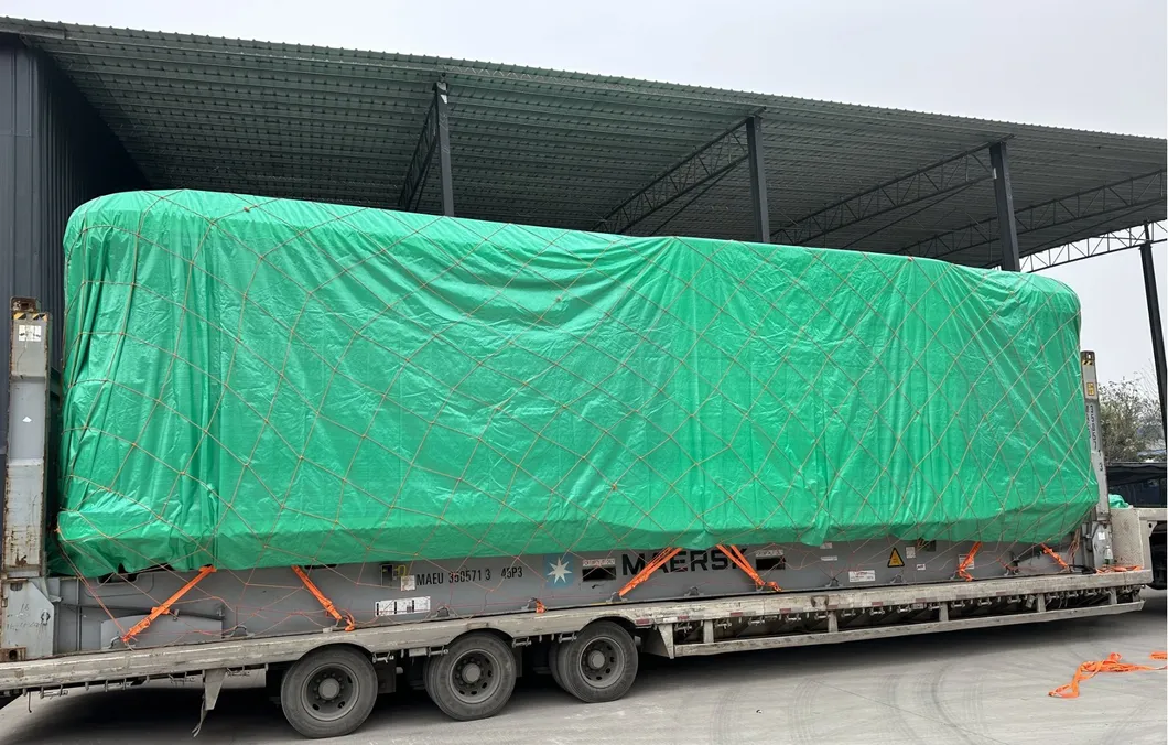 Crane hoisting container house to position