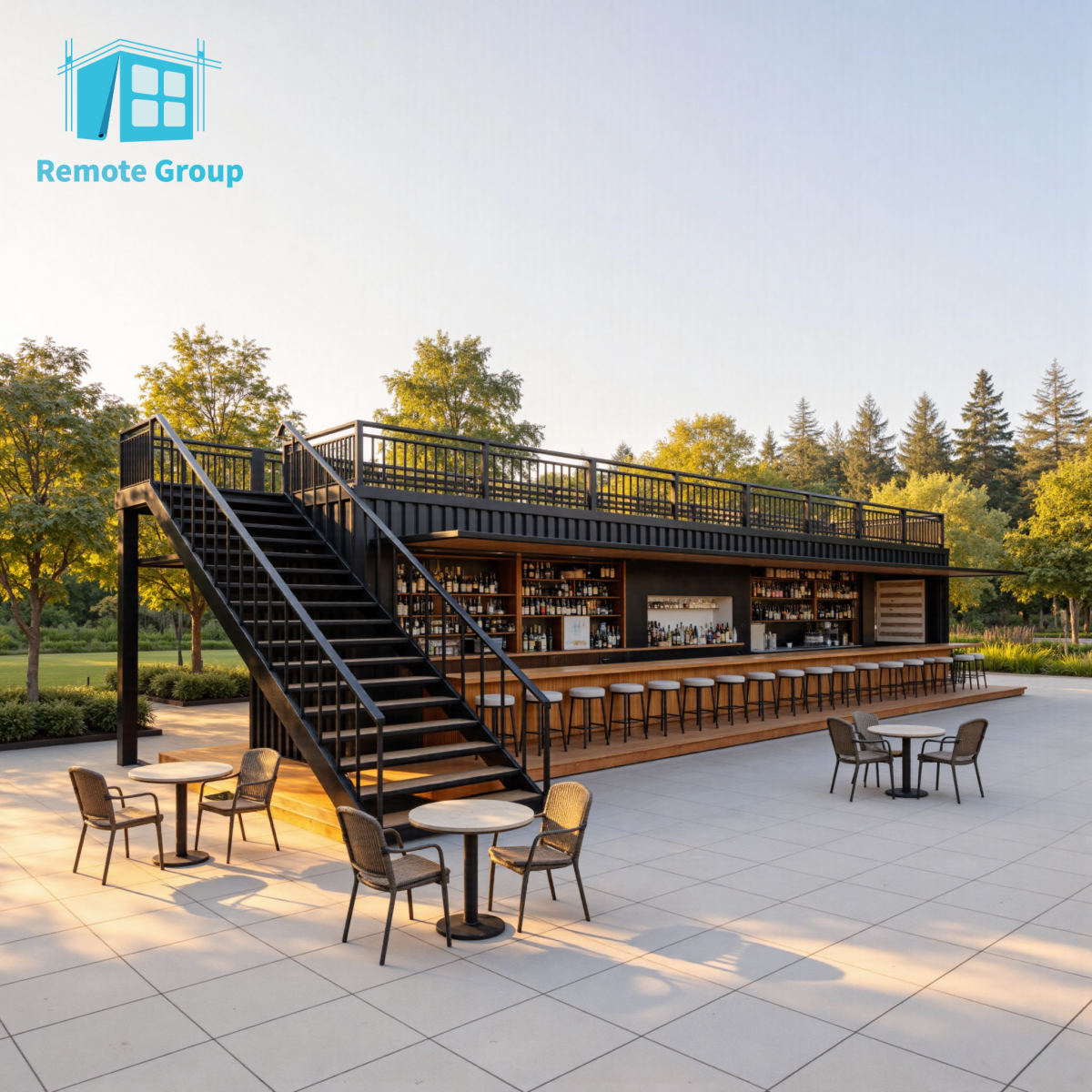 Remote Factory Wholesale Prefabricated Two Story Double Layer Apple Office Cabin House for Outdoor with a Balcony