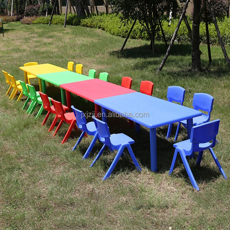 Cheap Price Kindergarten Kids Desk And Chair Set Classroom Furniture School Children Plastic Rectangle Table And Chair For Sale