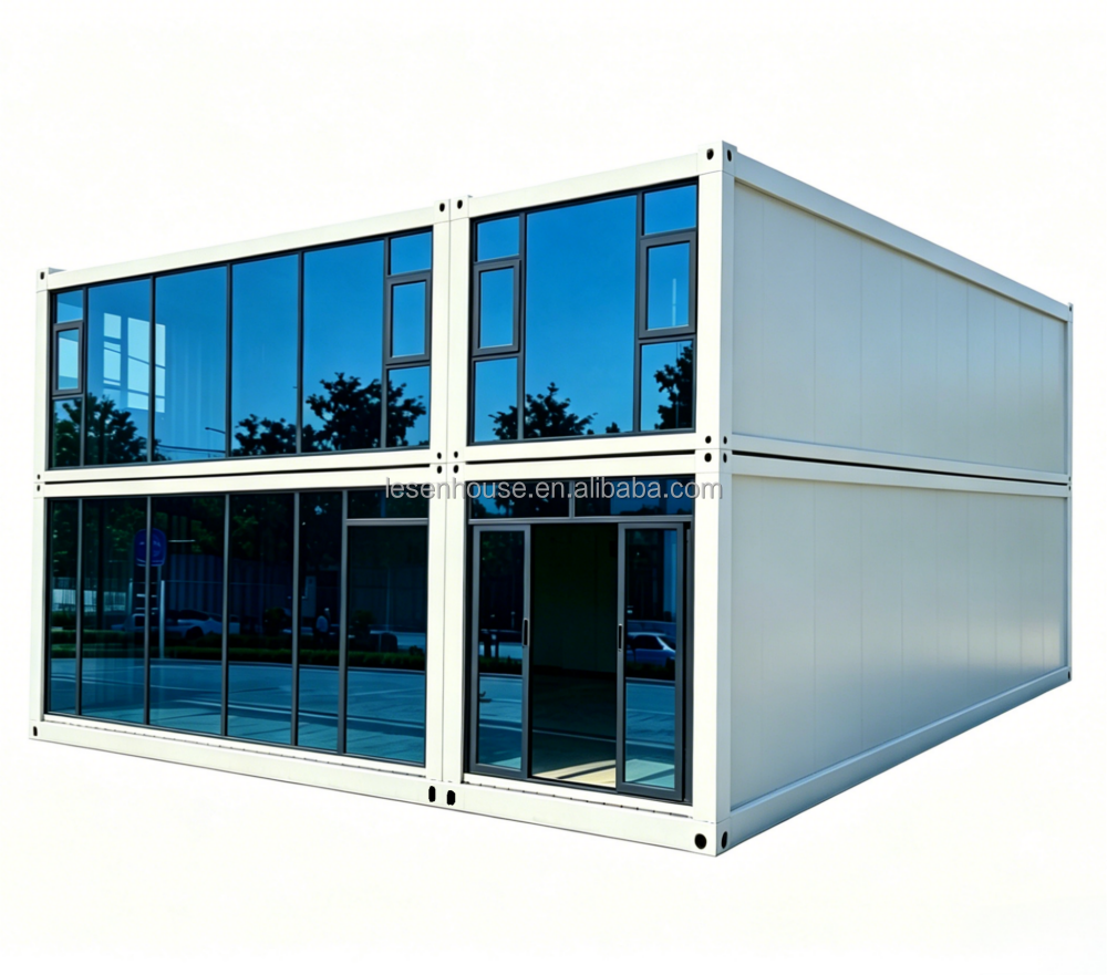 Portable Two Story Mobile Modular Container House Breathable Glass Wall Modern Design Home Office Office Building Hotel Villa
