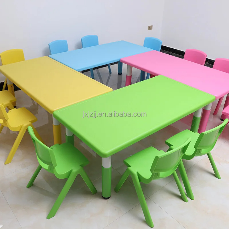 School Plastic Colorful Table And Chair Children Furniture Sets Kindergarten Nursery School Classroom Tables And Chairs