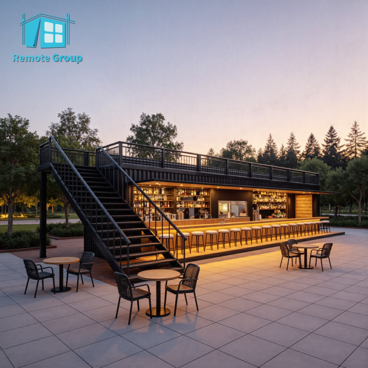 Remote Factory Wholesale Prefabricated Two Story Double Layer Apple Office Cabin House for Outdoor with a Balcony