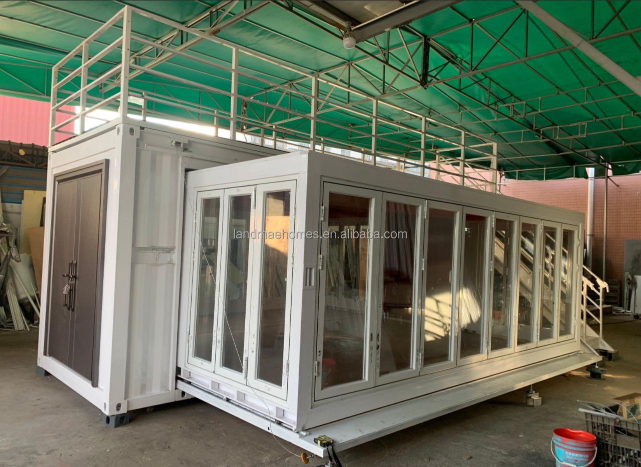 20-Foot Prefab Shipping Container House Expandable Steel Modular Cabin Slide-Out Feature Shop Commercial Use Malls