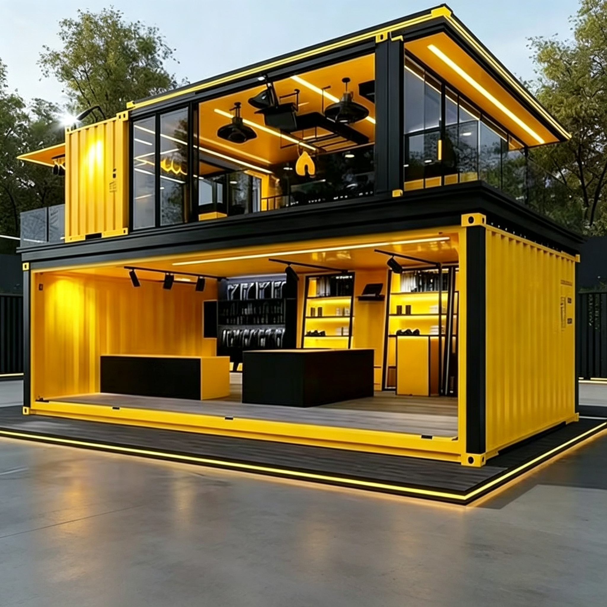 Customized Internet-famous Steel Structure Cost-saving Commercial Outdoor Coffee Shop Office Building Container Workshop Mall