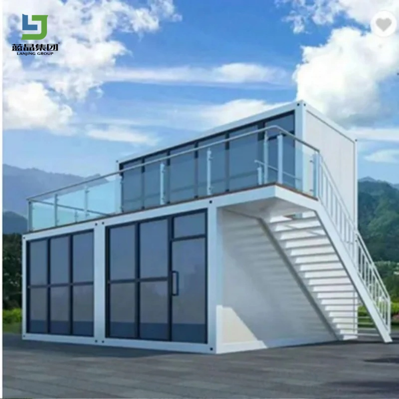 20FT Two-Story Modular Prefabricated House Mini Modular Homes Portable Modular Prefabricated Dormitory Living Office Folding Flat Pack Container House
