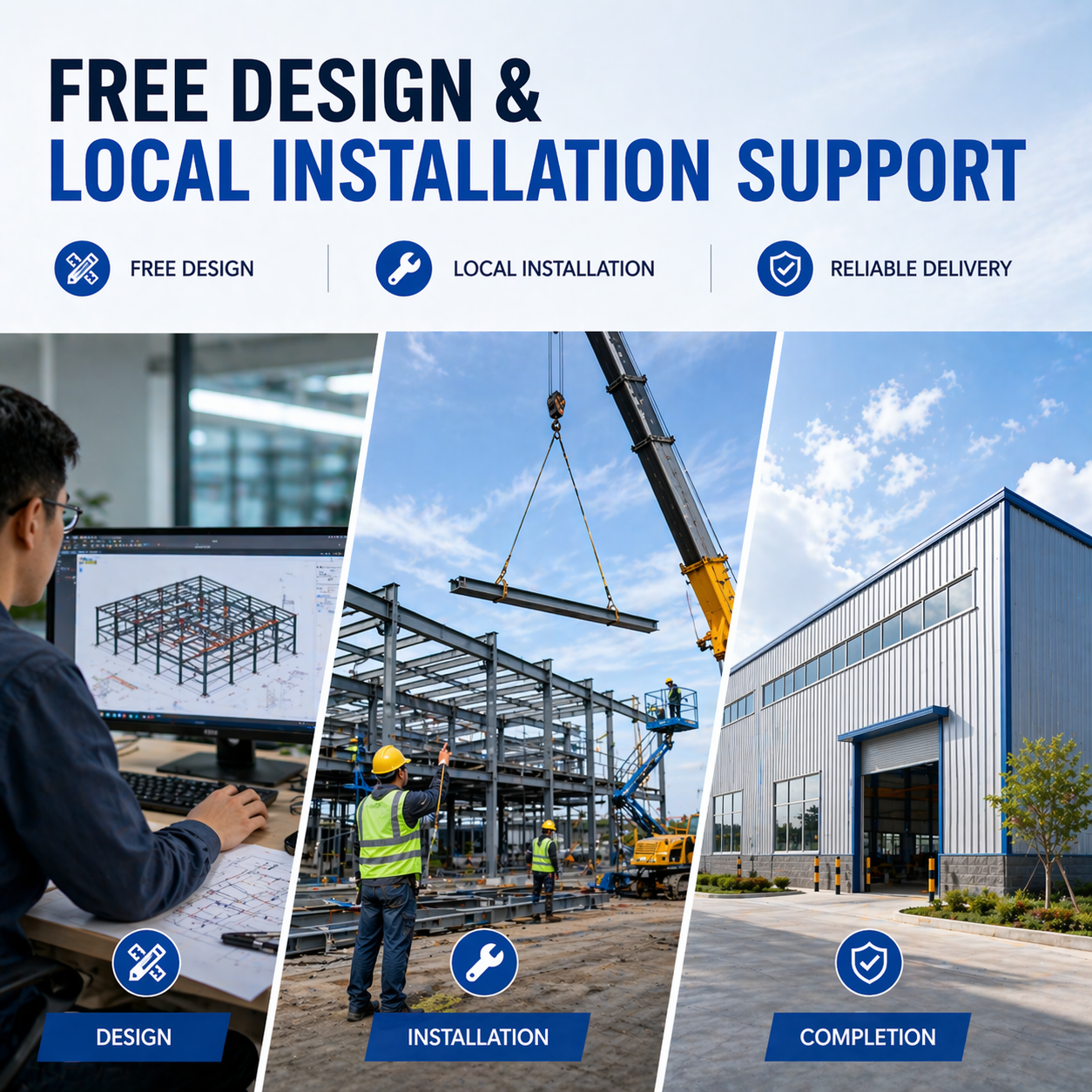 Modular Prefabricated Steel Structure Lightweight Modern Metal Frame Warehouse Logistics Factory Barn Kit for School Hospital