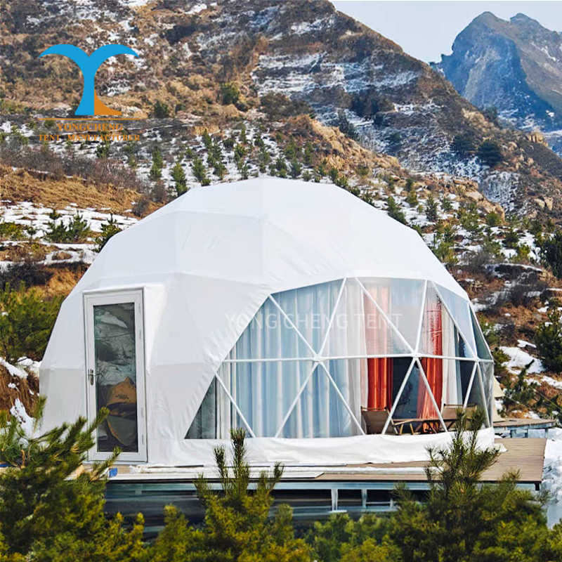 Geodesic Igloo Eco Luxury Modern Four-Season Dome House Kit Outdoor Large Glamping PVC Dome Tent With Bathroom Interior Curtains