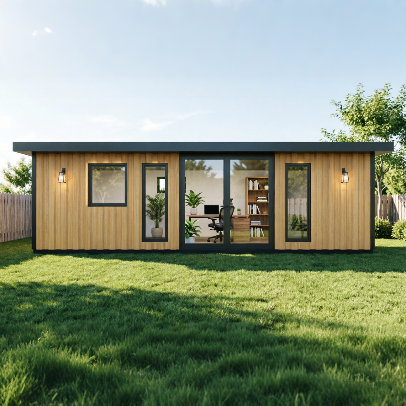 Prefabricated Backyard Garden Cabin Office Shed Pod Modular Flat Pack Easy Install for Home Office Gym Studio