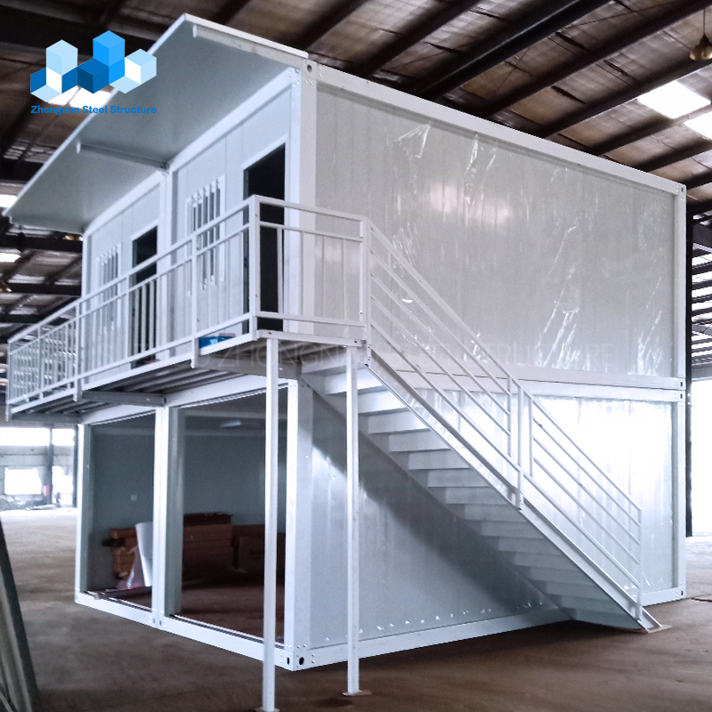 Zhongnan Flat Pack Luxury Office 2 Floors 2 Bedroom Mobile Homes Steel Tiny House Portable Mini Modular Prefab Container Homes Prefabricated House
