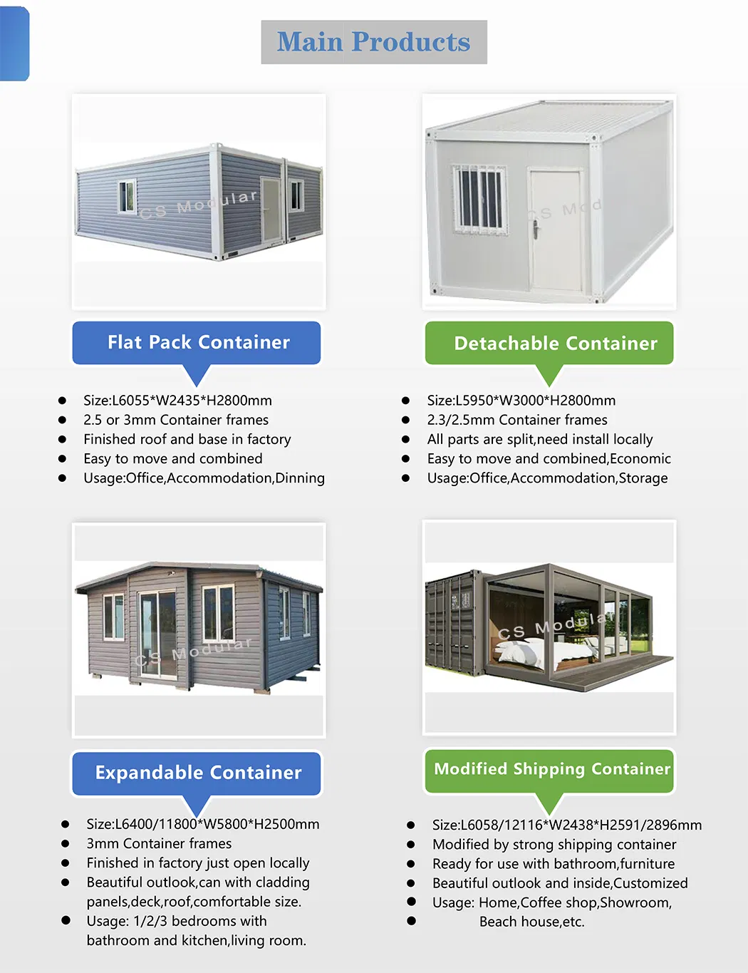 Flat Pack Container House, Office Modular Container House Two Floor Container Building Detail 6