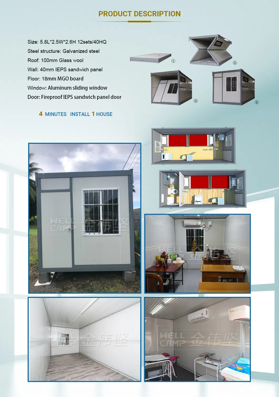 Fold Portable Container House Prefabricated Economic Mobile Modular Tiny Home