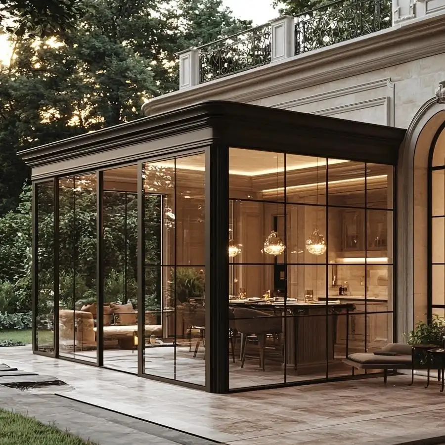 Latest Design Prefab Glass Garden House Lean To Roof Sunroom With Aluminum Extrusion Profile Prefab Sunrooms