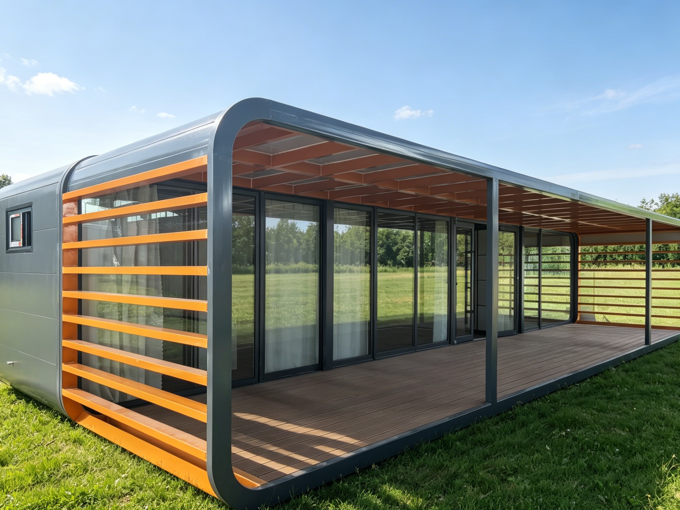 Apple Cabin Quick Install Prefab House With Terrace For Temporary Living &amp; Tourism