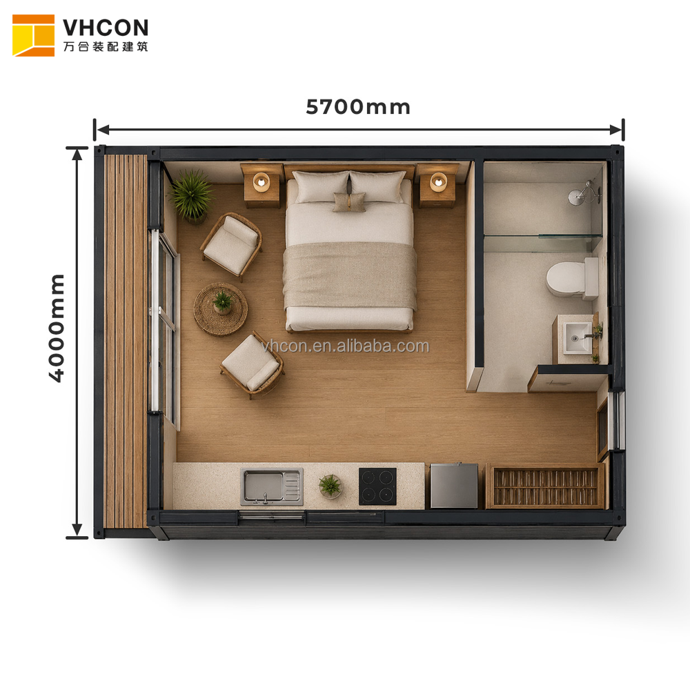 Modern Modular Light Steel Prefab Cabin with Bathroom for Backyard Living and Guest House