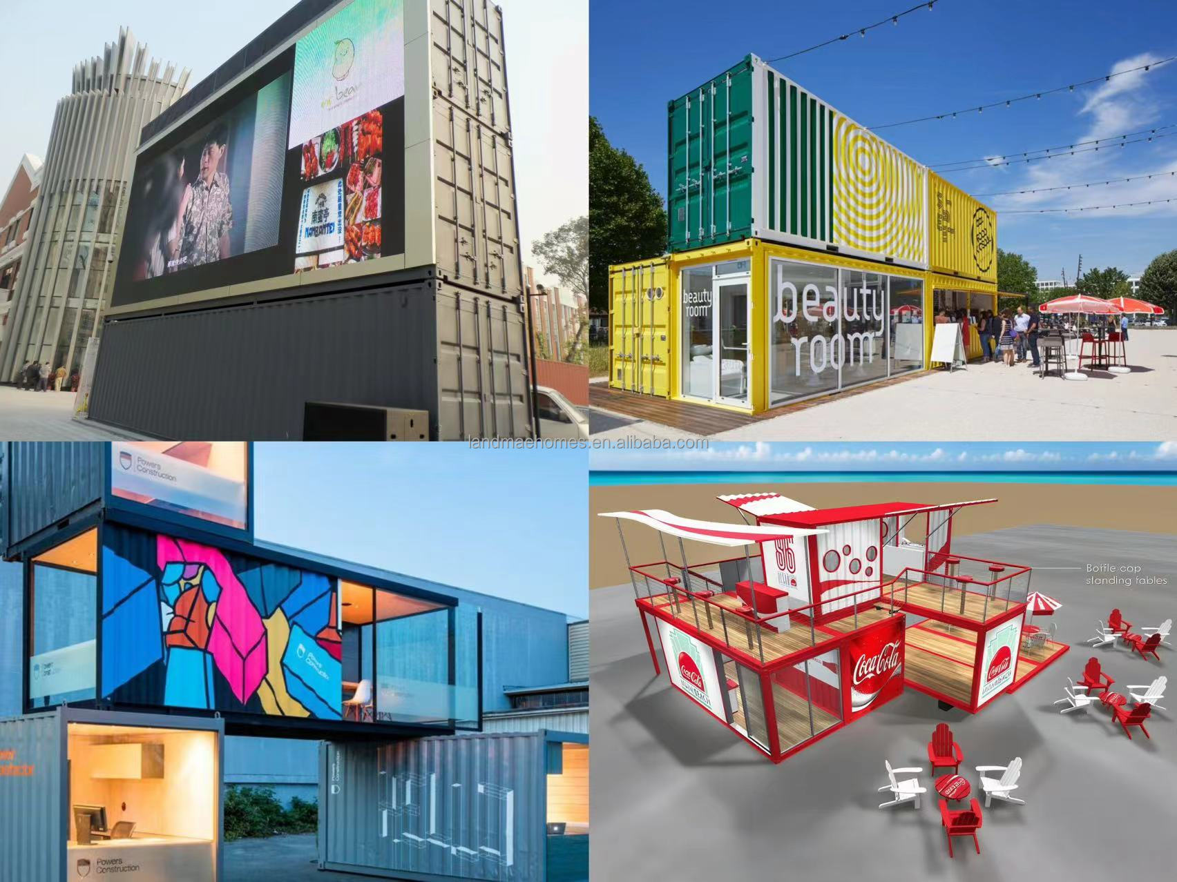 20-Foot Prefab Shipping Container House Expandable Steel Modular Cabin Slide-Out Feature Shop Commercial Use Malls