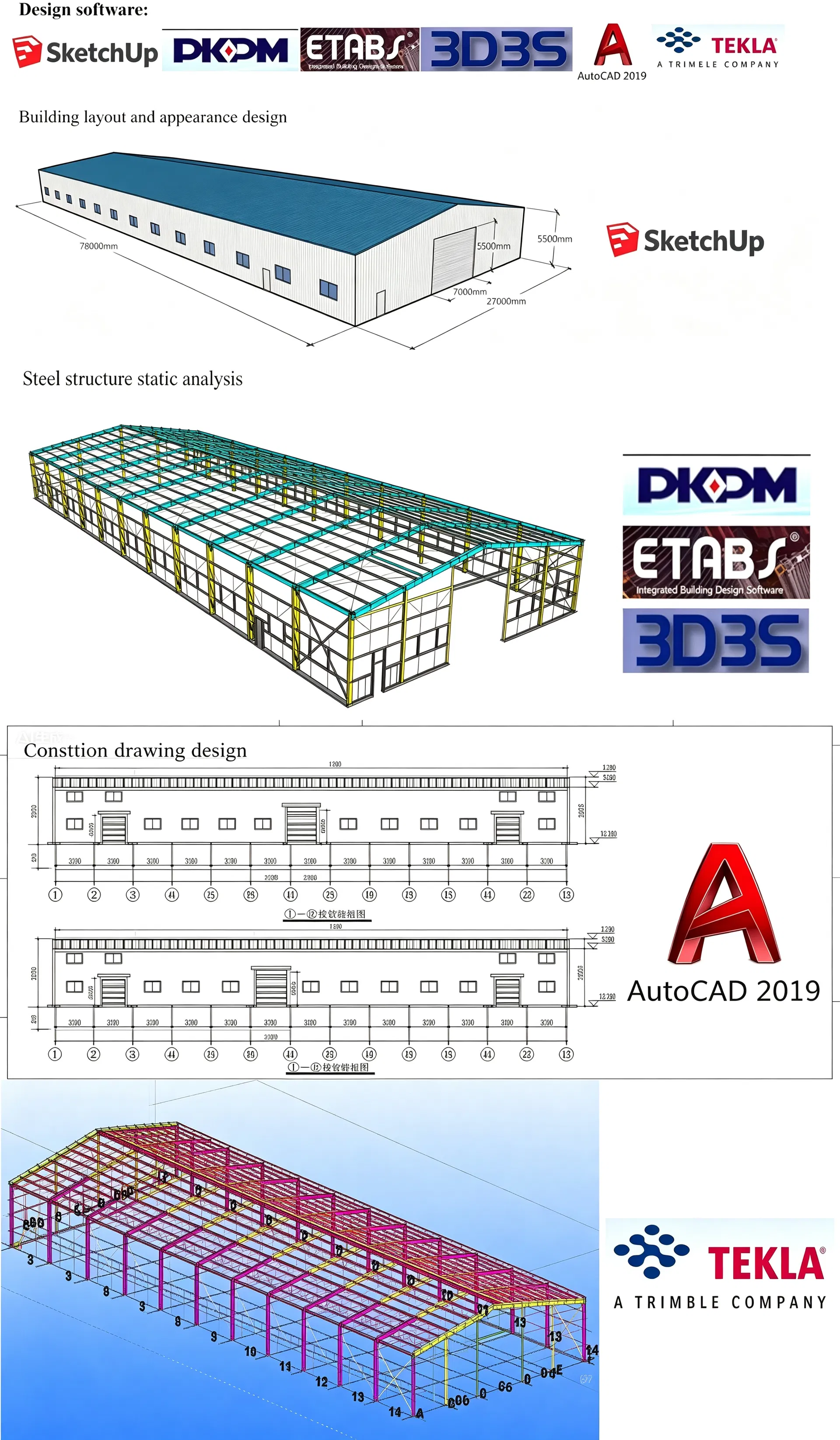 Steel Structure Layout and Design Analysis