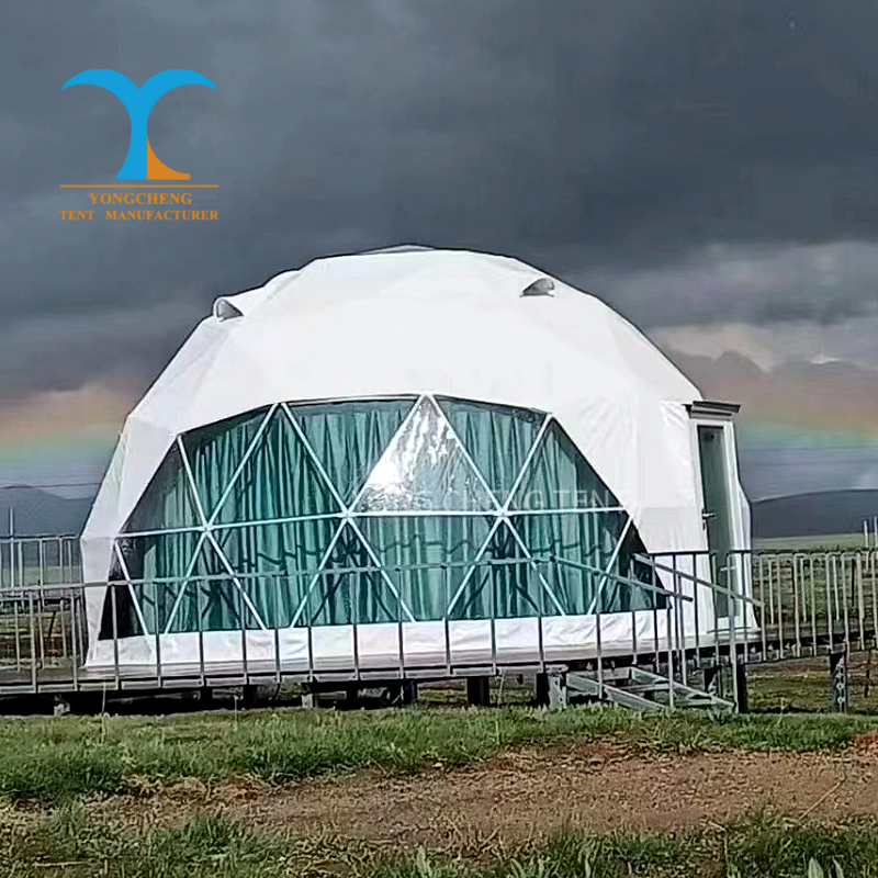 Geodesic Igloo Eco Luxury Modern Four-Season Dome House Kit Outdoor Large Glamping PVC Dome Tent With Bathroom Interior Curtains