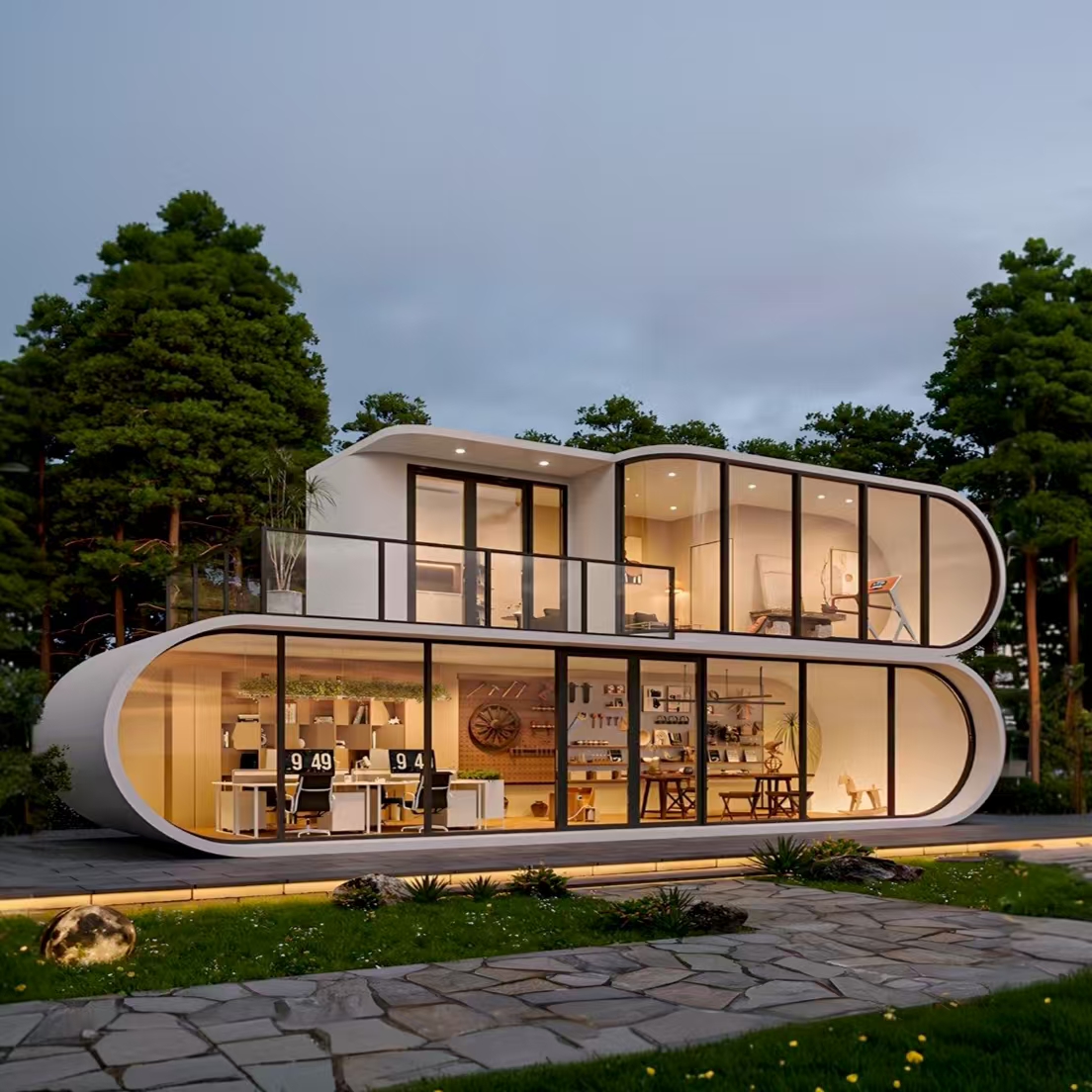Sinoy Modern Luxury Prefabricated Villa Cabin Pod Modular Prefab House Fully Furnished Fast Install Galvanized Steel Frame