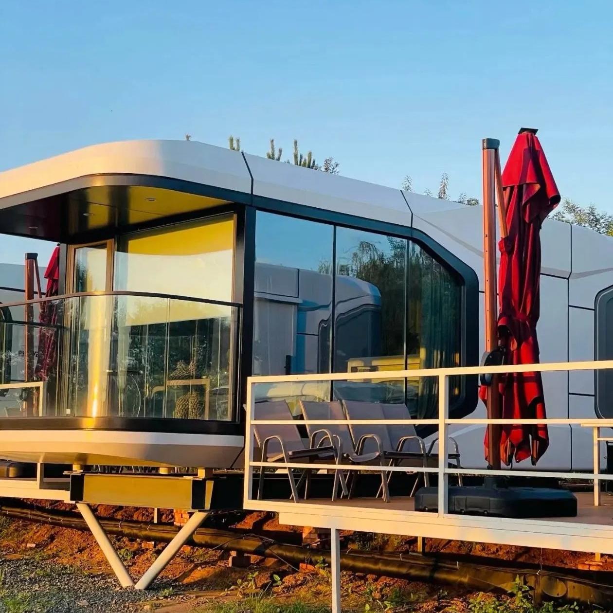 Luxury Prefabricated Container House Portable Prefab Steel Tiny Mobile Modular Space Capsule