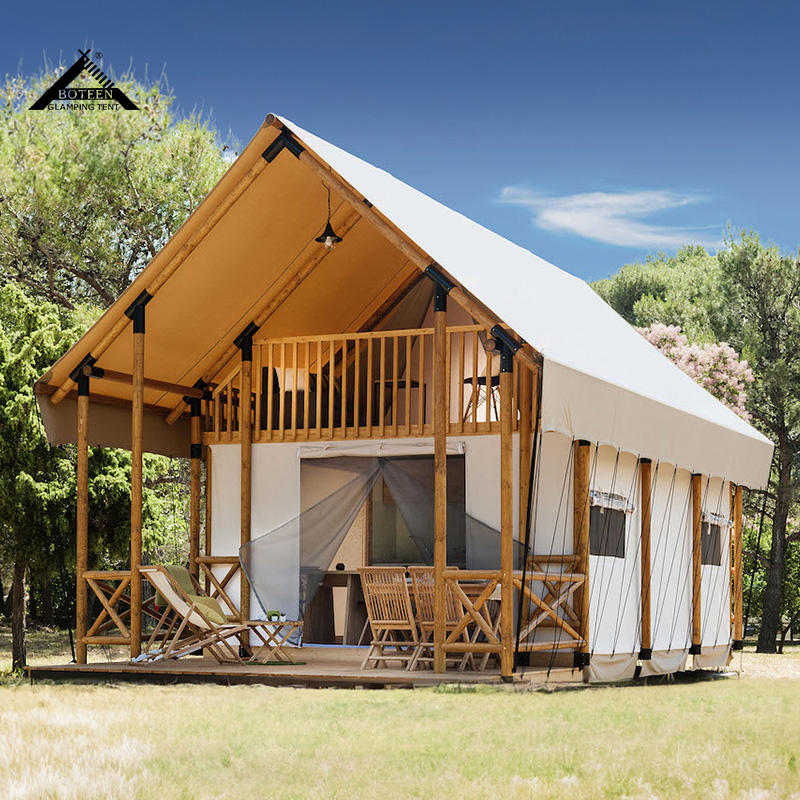 Luxury Glamping Hotel Loft Double Solid Wood Structure For Family Travel Summer Resort High Quality Large Safari Tent House