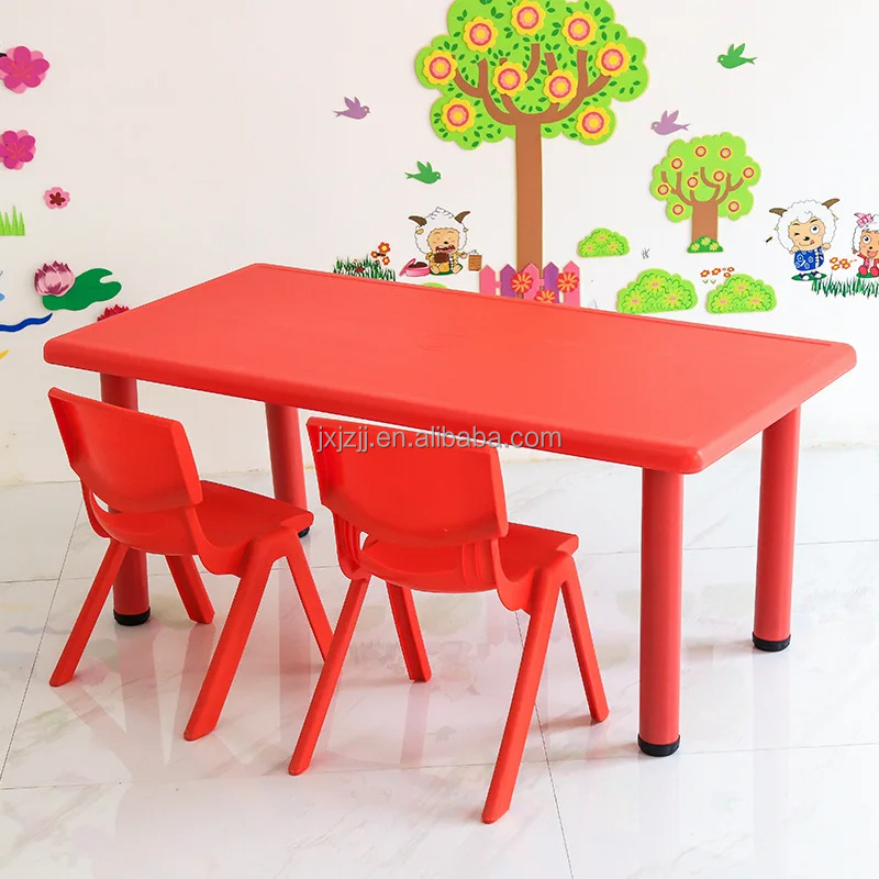 Cheap Price Kindergarten Kids Desk And Chair Set Classroom Furniture School Children Plastic Rectangle Table And Chair For Sale