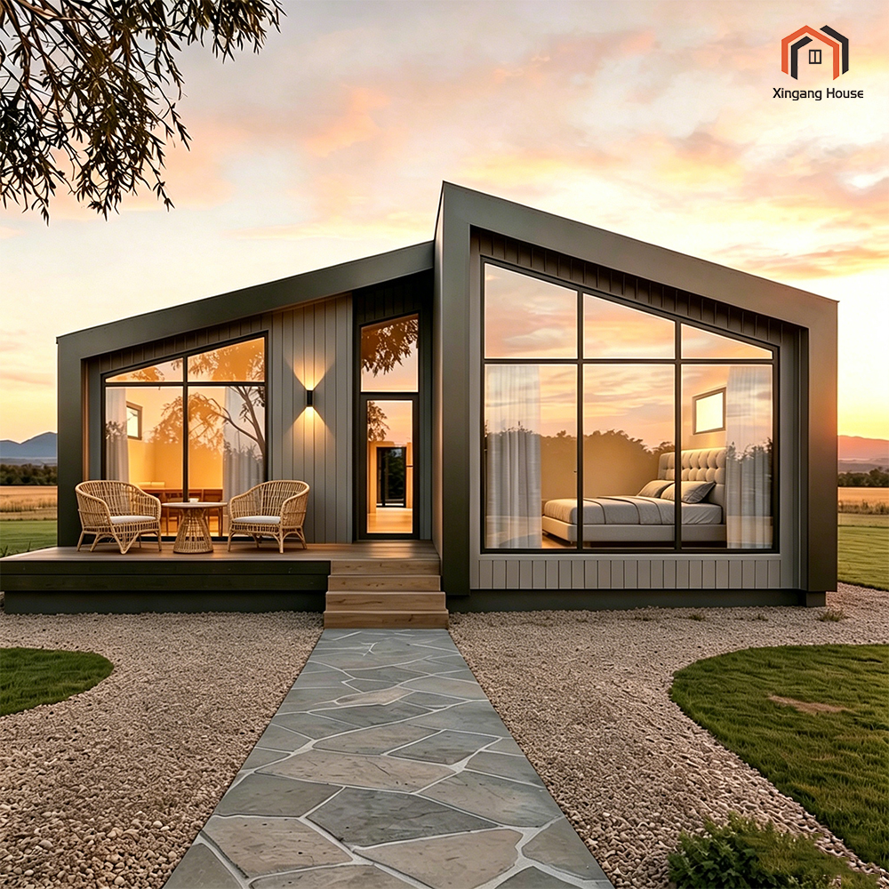 Easy Assemble Prefab Steel Frame Home Modular 2 3 Bedroom Luxury Tiny Triangle Houses Prefab House