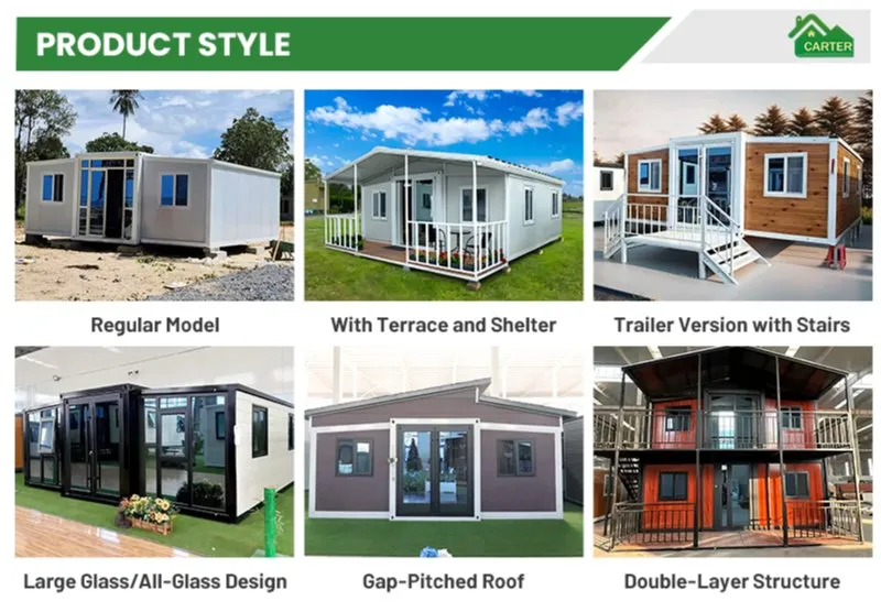 Insulated Three Bedroom High Ceiling Prefab Prefabricated Cabin Home Modular Tiny Expandable Container House