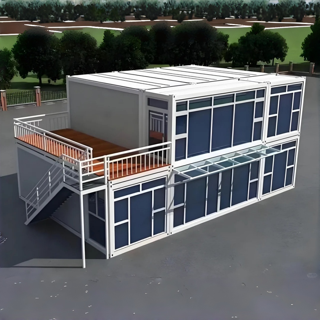 Knock Down Container House Portable Flat-pack Container House Modular Container Office With Glass Curtain Wall