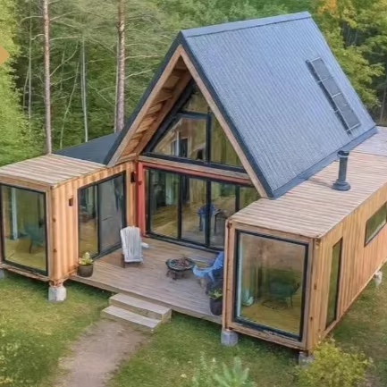 Luxury 20ft Prefabricated Tiny Home Resort for Airbnb Prefab Modular Loft House Villa Outdoor for Jacuzzi Balcony Steel for