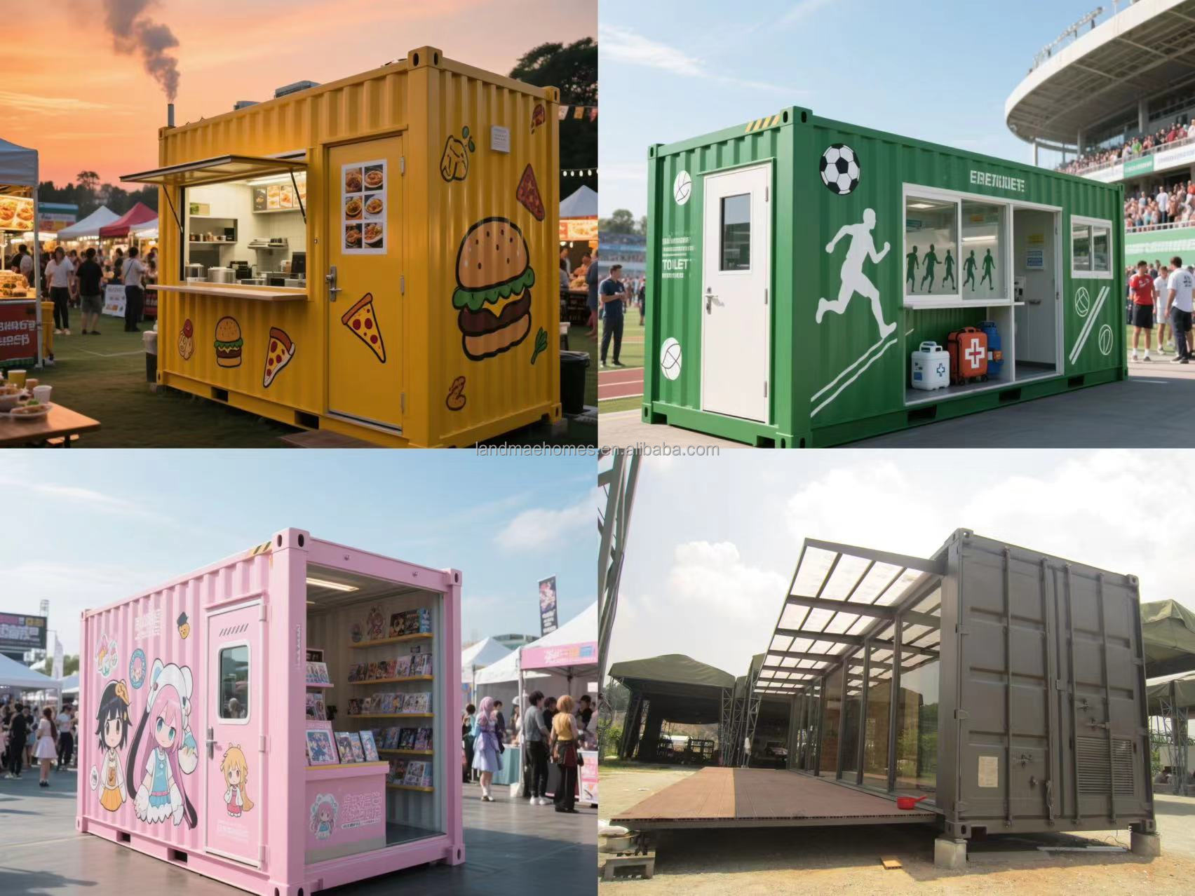 20-Foot Prefab Shipping Container House Expandable Steel Modular Cabin Slide-Out Feature Shop Commercial Use Malls