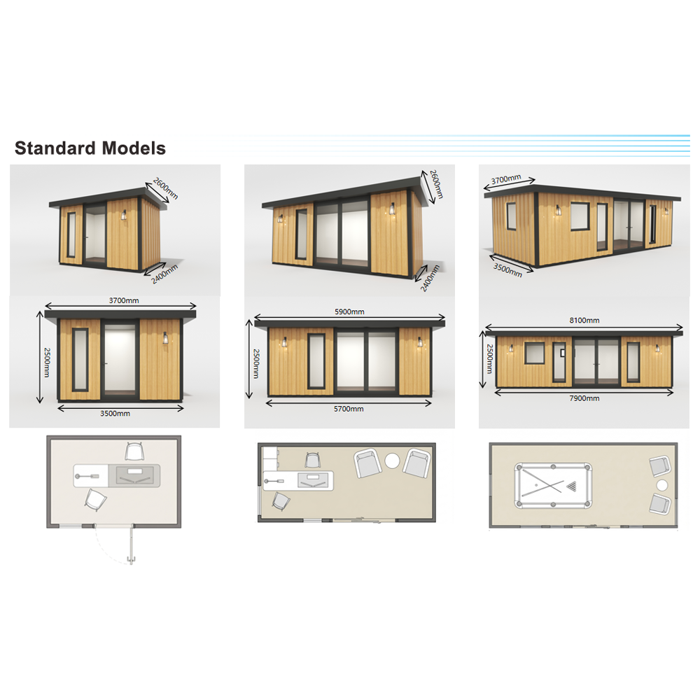 Prefabricated Backyard Garden Cabin Office Shed Pod Modular Flat Pack Easy Install for Home Office Gym Studio