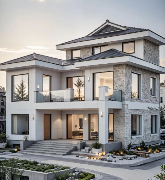 Three-story villa