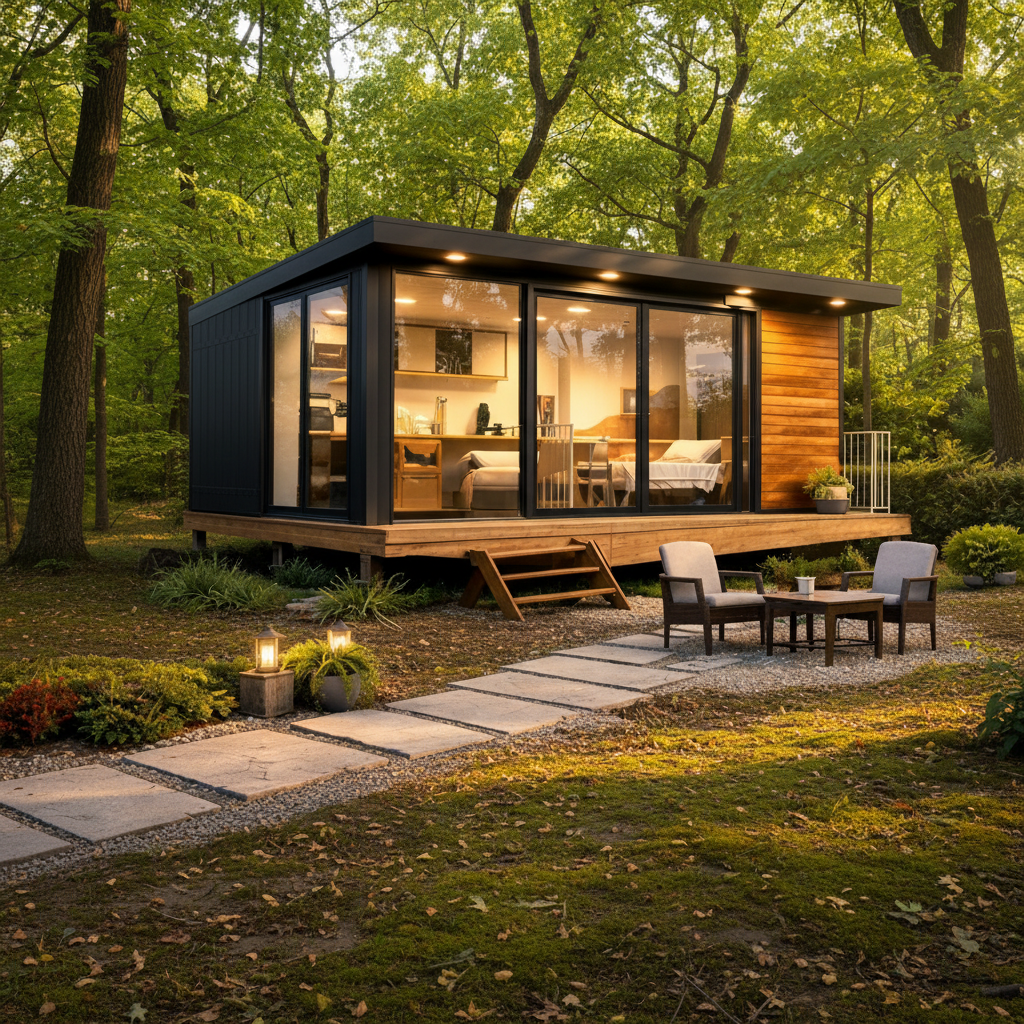 Modern Prefab Modular Container House with apple Cabin Design, Tiny House on Wheels, Portable Cabin, and Storage Shed