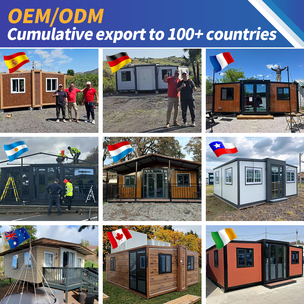 Container Folding House With Yard Deck Expandable Modular Home 20ft 30ft 40ft Canopy Deck Prefab House Container House