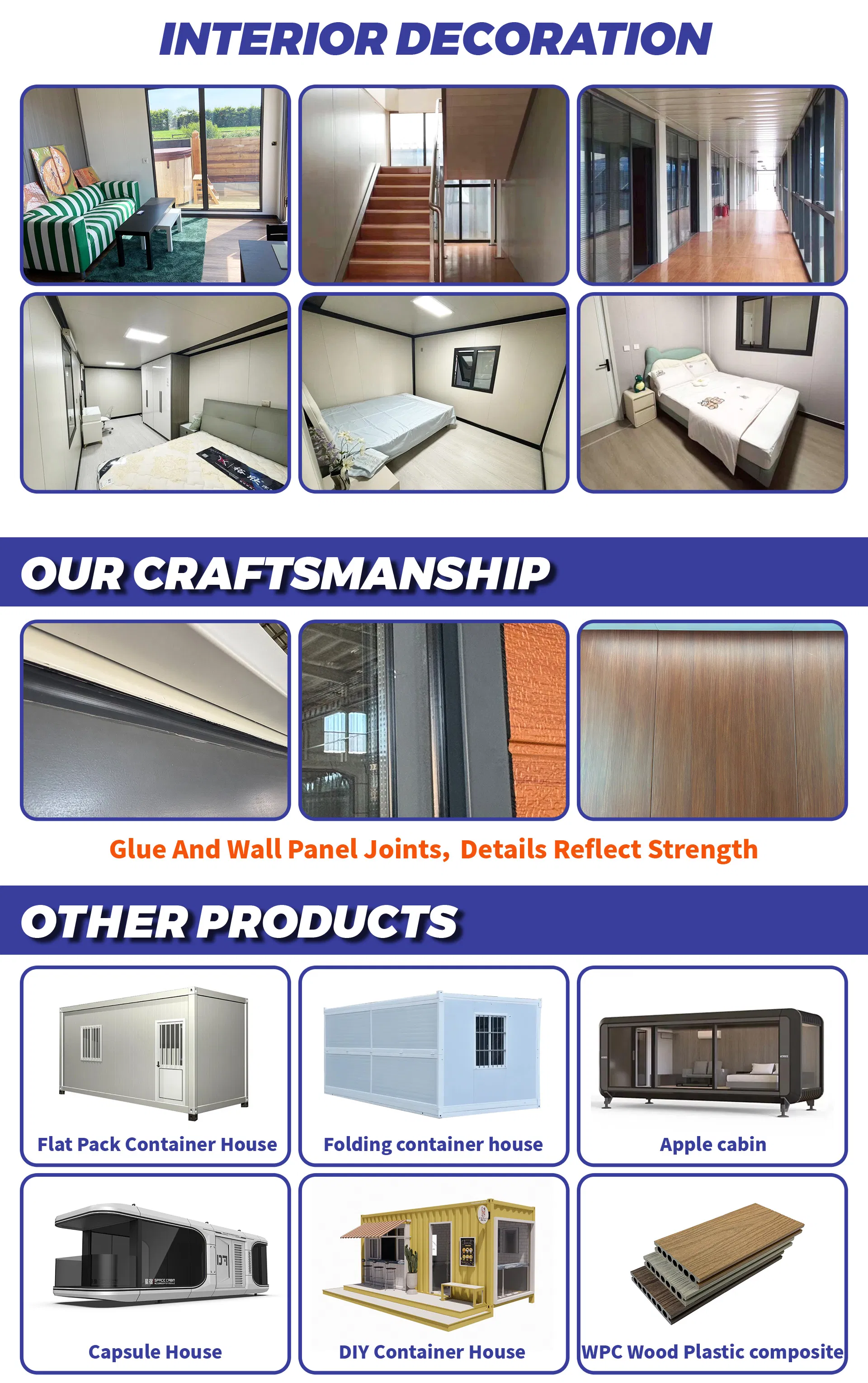 High Quality Modular Room Flat Pack Container Houses Furnished Prefab Tiny Home