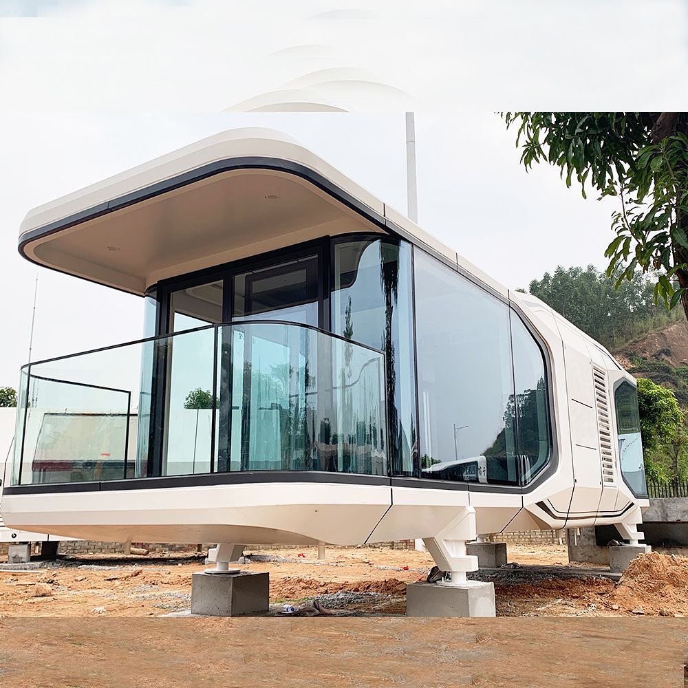 Modern Custom Size Color French Design Steel Structure Concrete Container Capsule Home Prefab Tiny Living Space For Hotel Resort