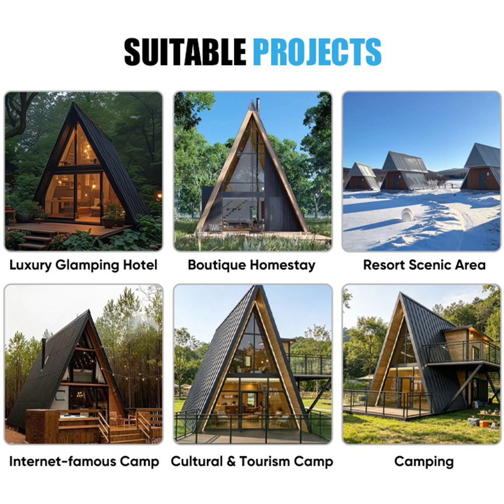 Custom Premium Prefab Triangular Wooden House, Durable Modular Cabin Kit for Residential &amp; Vacation Use
