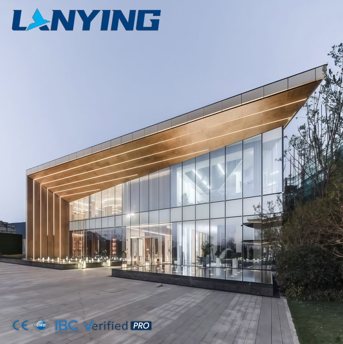 Modern Design Steel Structure Prefab Building for Modular Offices Showrooms or Workshops with Durable Glass Wall