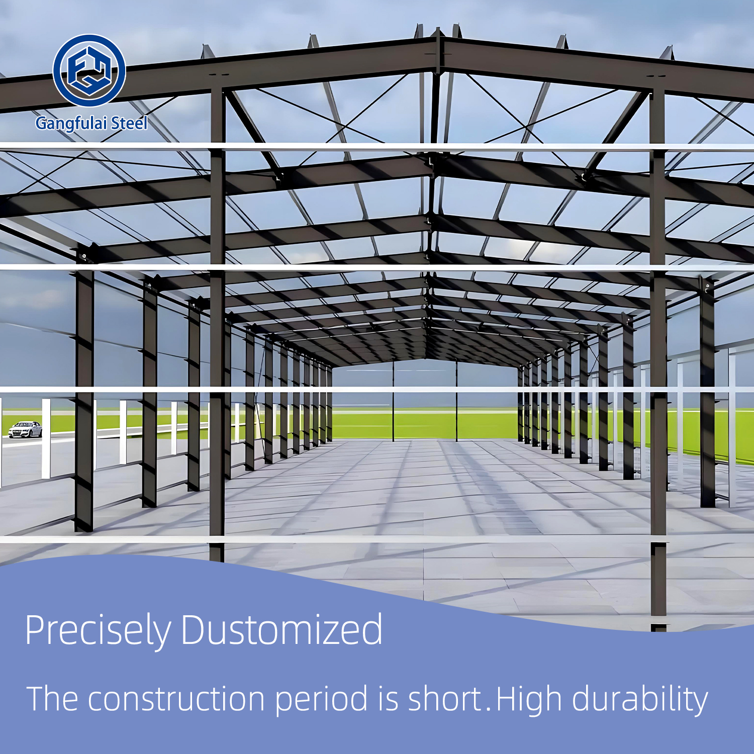 ISO Standard Modular Commercial Modern Steel Structure Prefabricated Warehouse Fire Proof Fast Office Building Garage Shed