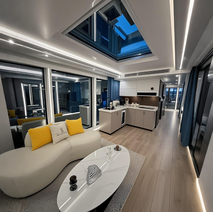 Modern Custom Size Color French Design Steel Structure Concrete Container Capsule Home Prefab Tiny Living Space For Hotel Resort