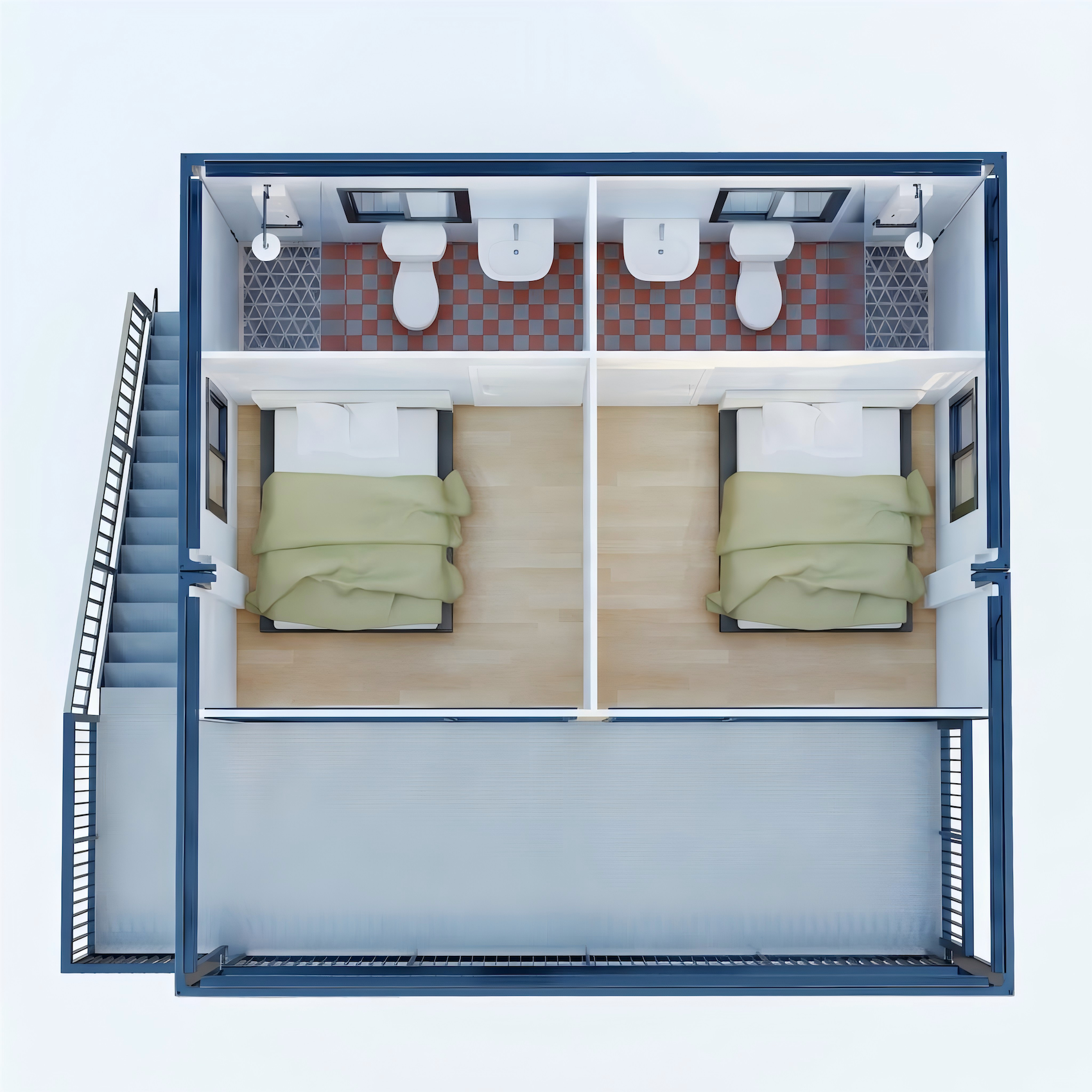 Affordable Multi Story Container Homes with Walkway and Glass Curtain Wall for Ecological Modern Living Space