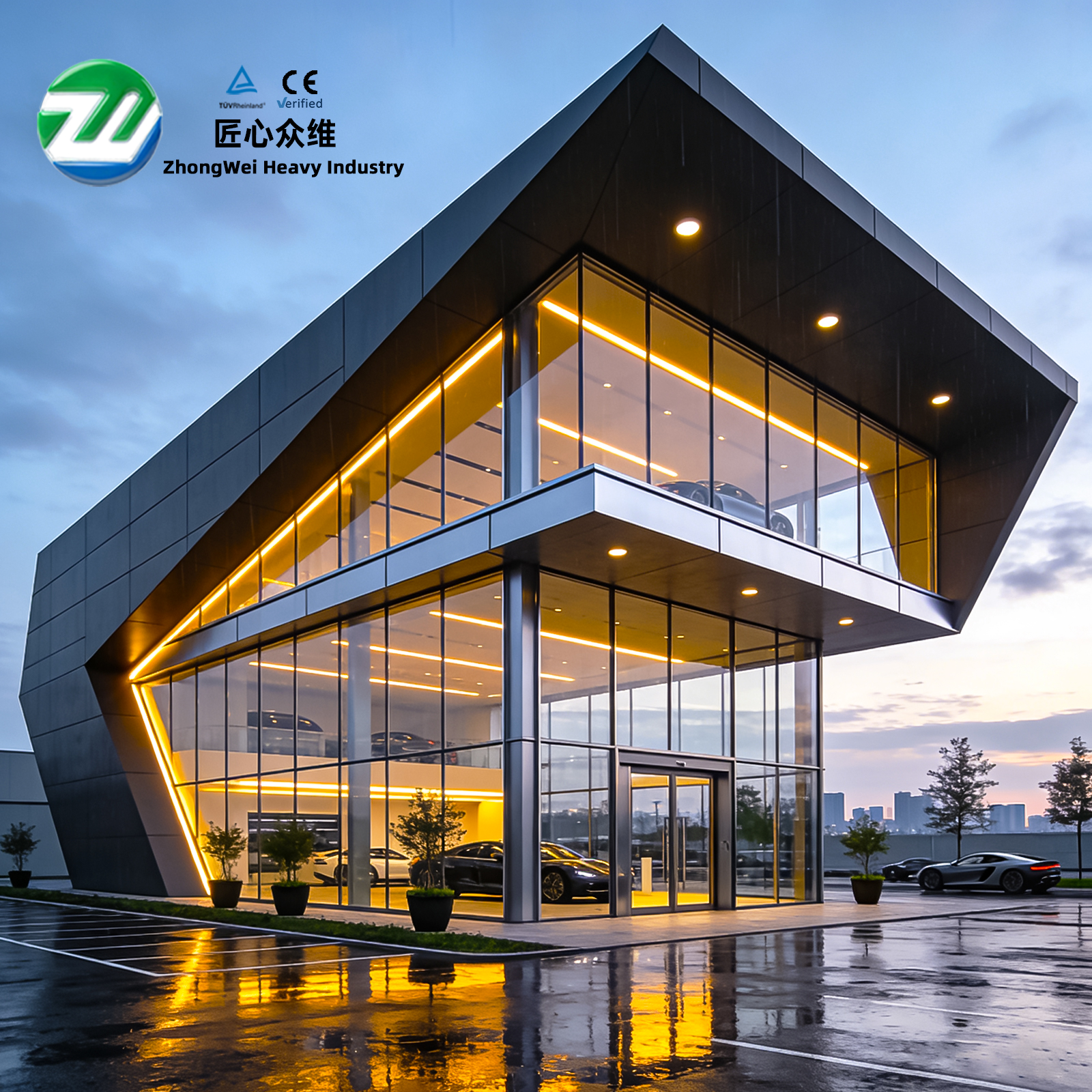 Modern Light Steel Structure Building For Commercial Use Shopping Mall Supermarket Gym Office 4S Car Showroom &amp; Hall