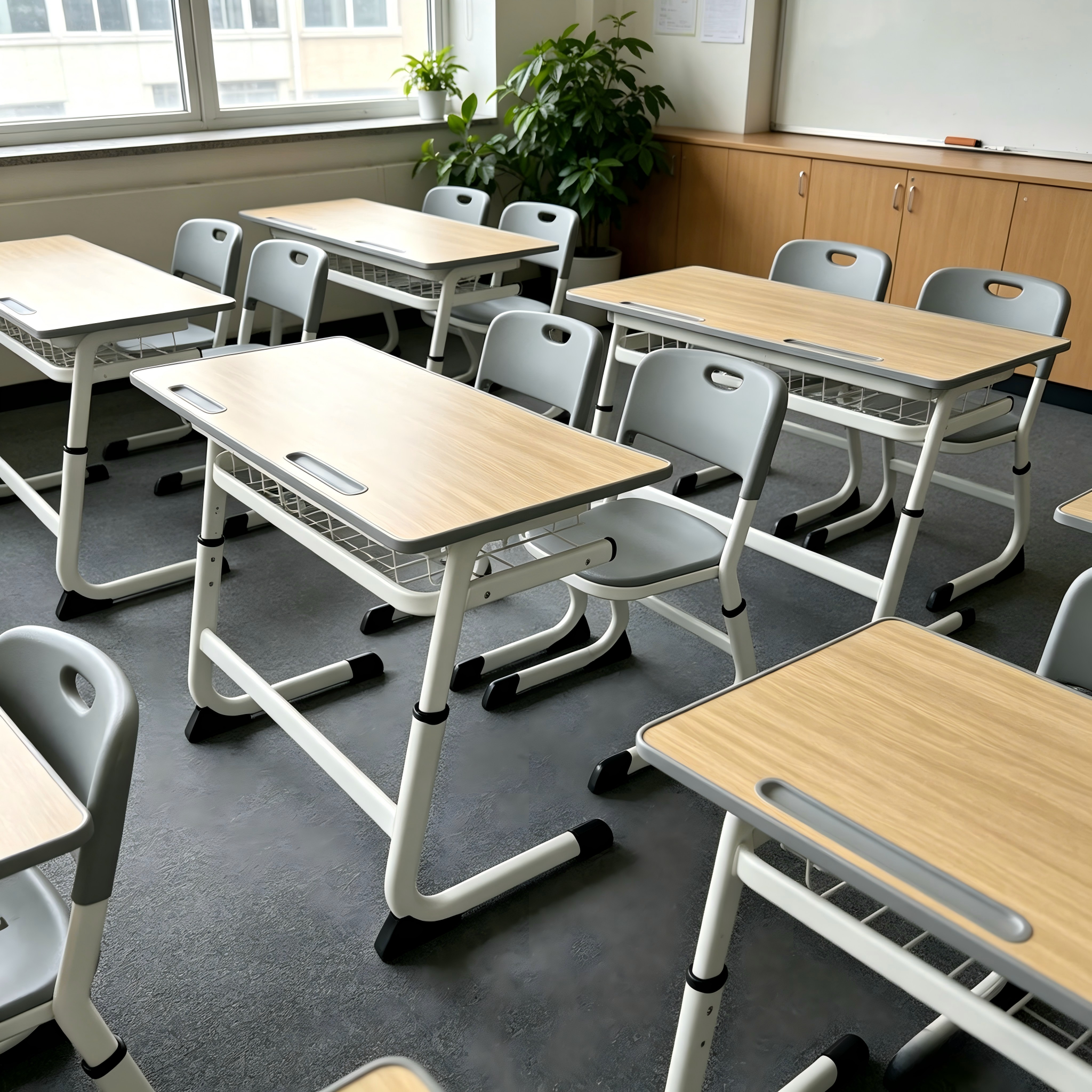 Height Adjustable Classroom Set Middle Children Popular University Classroom Furniture Student Double Desk And Chair