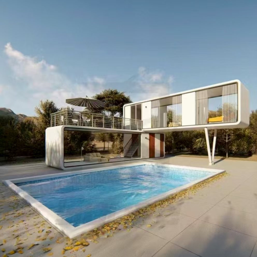 Sinoy Modern Luxury Prefabricated Villa Cabin Pod Modular Prefab House Fully Furnished Fast Install Galvanized Steel Frame