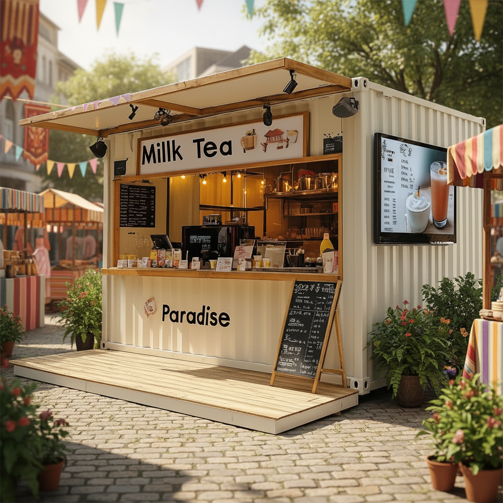 Prefabricated Steel Sandwich Panel Commercial Container House for STORE Building and Shop Use Kiosk Shops