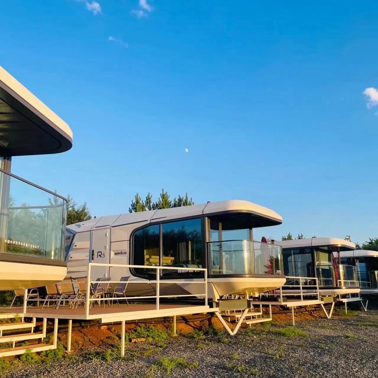Luxury Prefabricated Container House Portable Prefab Steel Tiny Mobile Modular Space Capsule